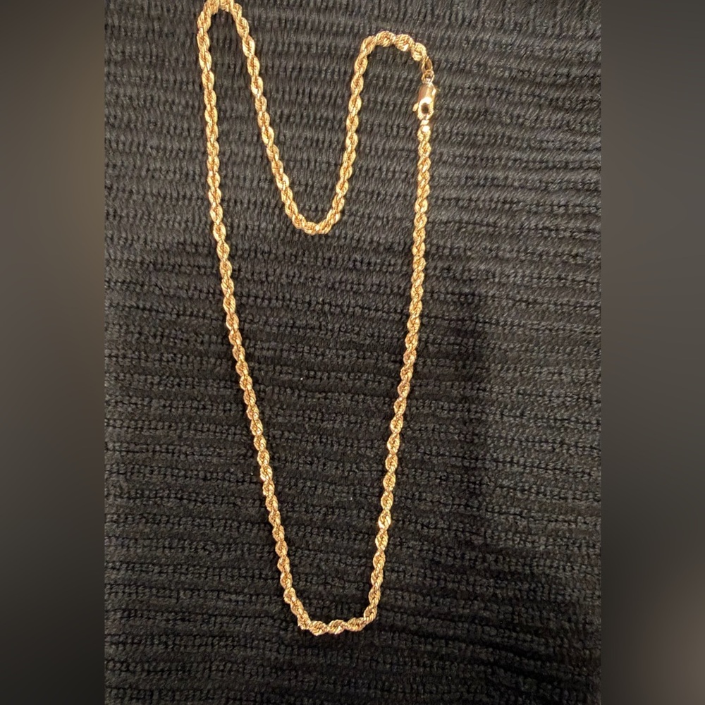 10k yellow Gold stamped hollow Rope Chain necklace